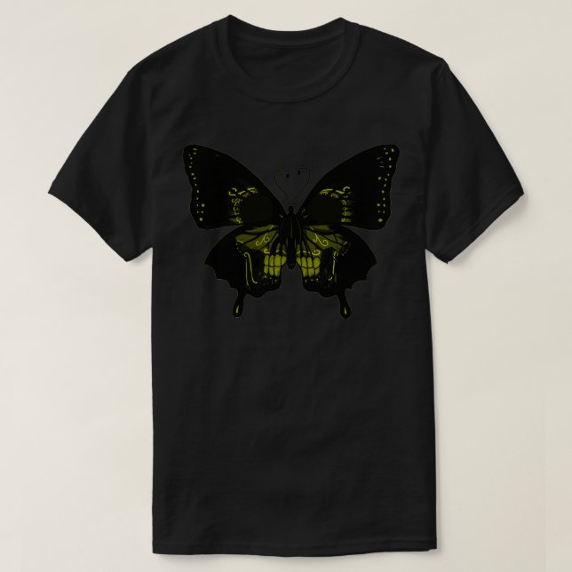 Camiseta Calavera de mariposa amarilla (Diseño del anverso)