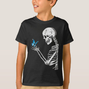 Camiseta Calavera de mariposa esqueleto retro Halloween 