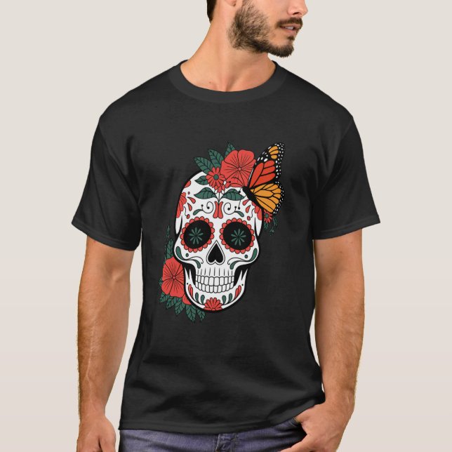 Camiseta Calavera de Mariposa Monarca Cinco De Mayo Hallowe (Anverso)
