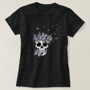 Camiseta Calavera de mariposas púrpura de época