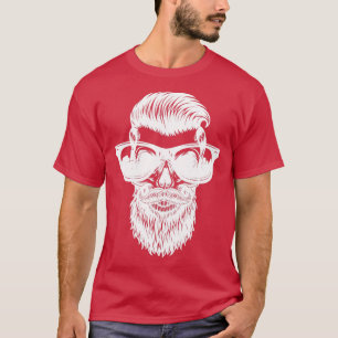 Camiseta Calavera de moda con barba y gafas de sol Hipster 