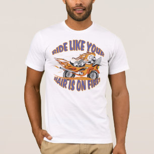Camiseta Calavera de motocicleta en llamas