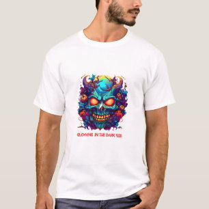Camiseta "Calavera de neón oscuro: diseño de Halloween "
