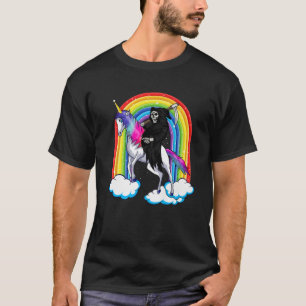 Camiseta Calavera De Paro Grim Reaper En Un Unicornio, Muer