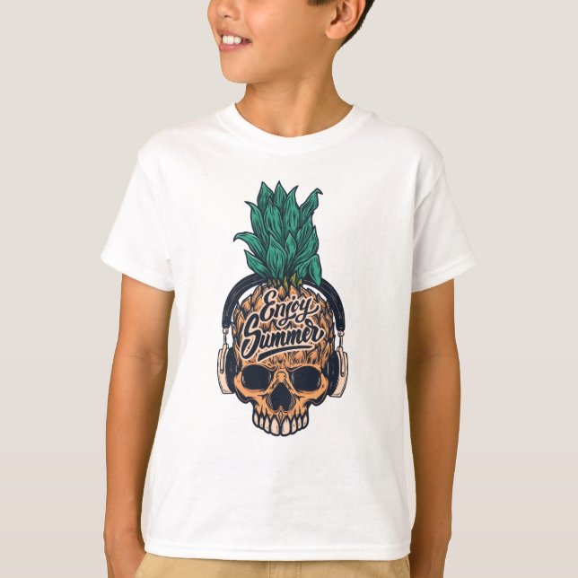 Camiseta Calavera de piña con audífonos (Anverso)