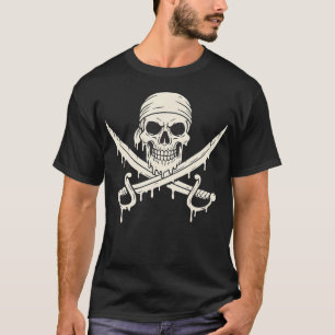 Camiseta Calavera de Pirata con Espadas Cruzadas Goteando p