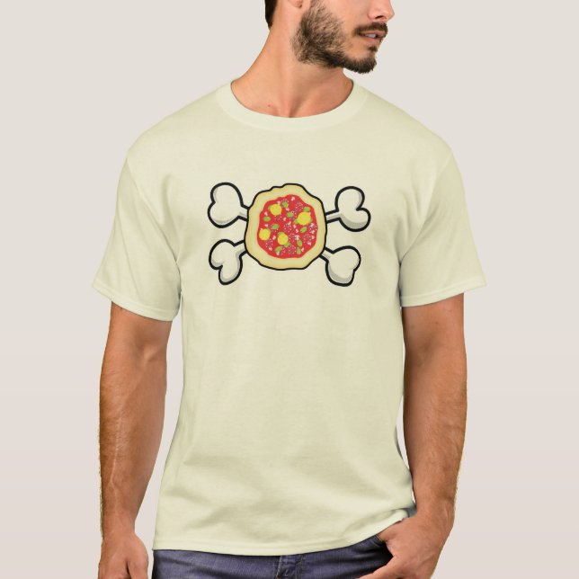 Camiseta calavera de pizza y huesos cruzados (Anverso)