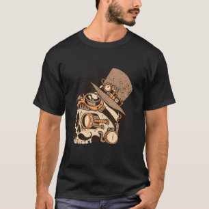 Camiseta Calavera De Punk De Vapor Con Gafas De Goma Gorra 