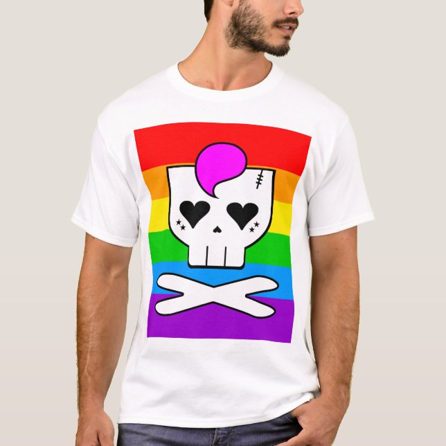 Camiseta Calavera de Rave Kawaii Arcoíris (Anverso)