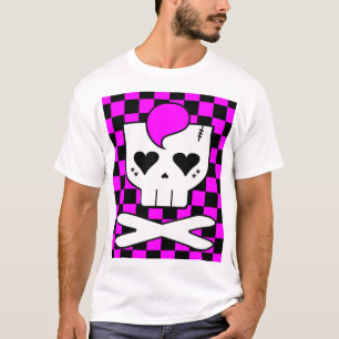 Camiseta Calavera de Rave Kawaii de Cuadros