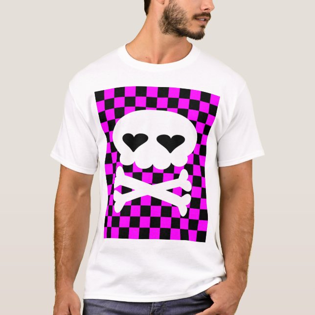 Camiseta Calavera de Rave Kawaii de Cuadros (Anverso)