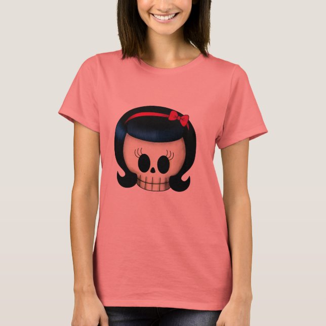 Camiseta Calavera de Rockabilly Chica (Anverso)