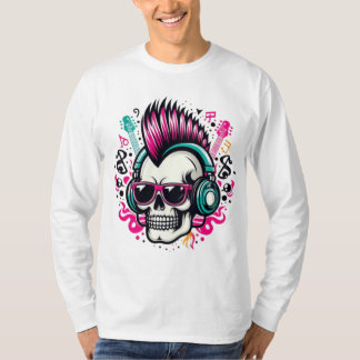 Camiseta Calavera de Rockin con Mohawk, gafas de sol y audí