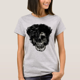 Camiseta Calavera de Rockstar con Cabello Salvaje