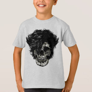 Camiseta Calavera de Rockstar con Cabello Salvaje