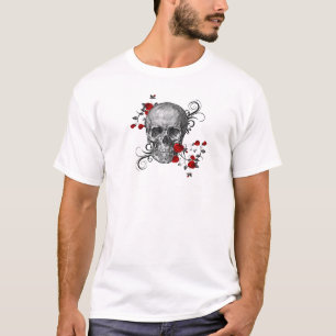 Camiseta Calavera de rosas rojas