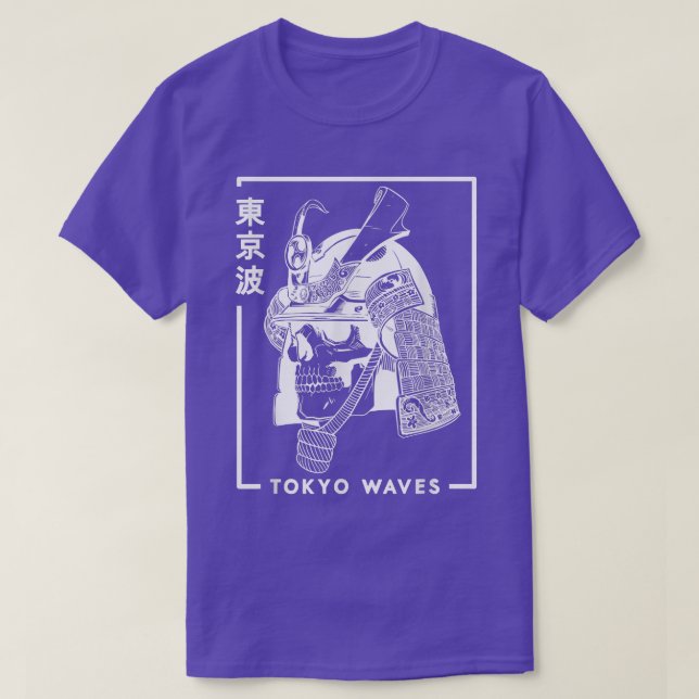 Camiseta Calavera de Samurai japonesa dibuja arte minimalis (Diseño del anverso)
