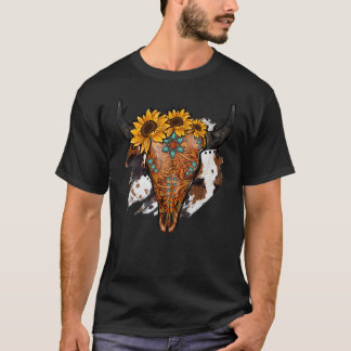 Camiseta Calavera De Toro De Cuero Instrumentado Occidental