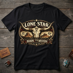 Camiseta Calavera de toro Longhorn de Texas Lone Star Vinta