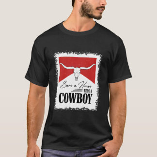 Camiseta Calavera de toro vintage blanqueada Salva un cabal