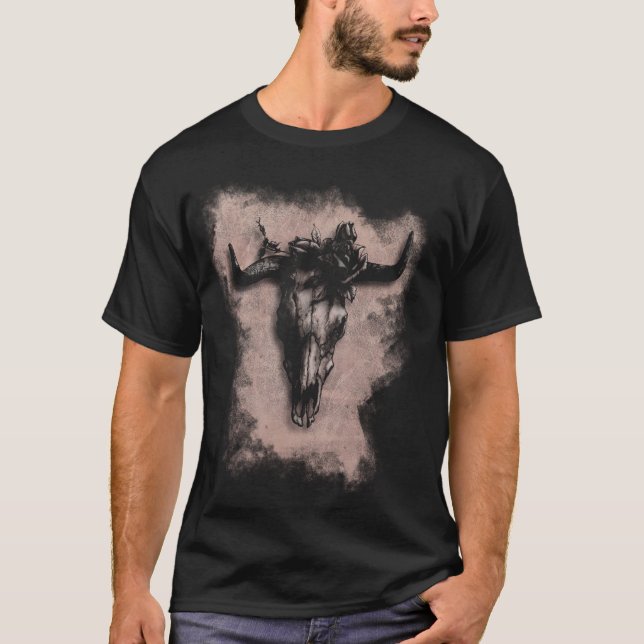 Camiseta Calavera de toro y Rosa (Anverso)
