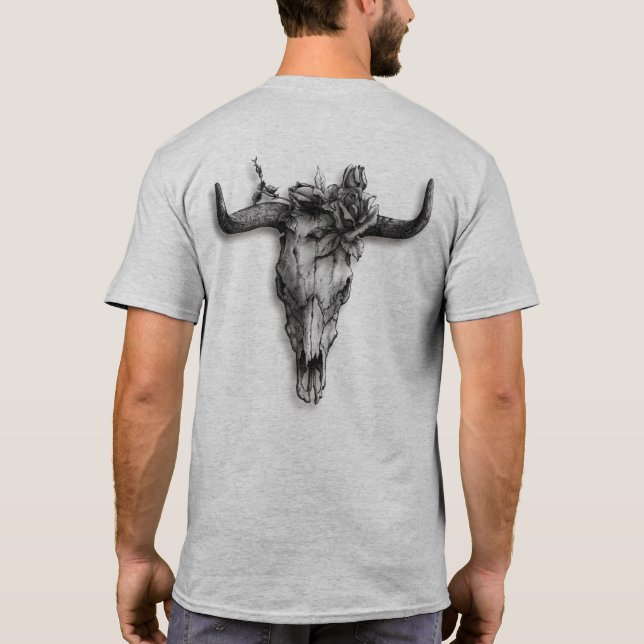 Camiseta Calavera de toro y Rosa (atrás) (Reverso)