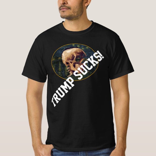 Camiseta Calavera de Trump Van Gogh con fondo de Arlés (Anverso)