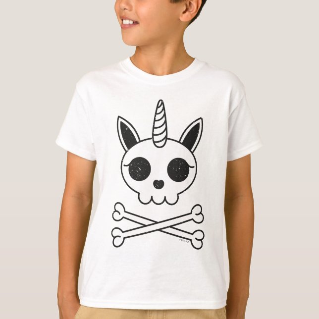 Camiseta Calavera de unicornio y huesos cruzados (Anverso)