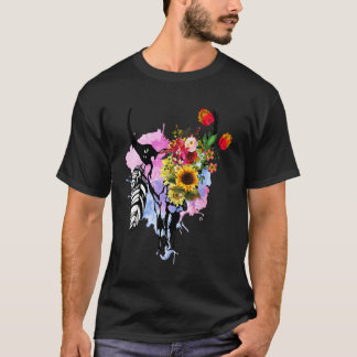 Camiseta Calavera de vaca boho floral rosa girasol granja a