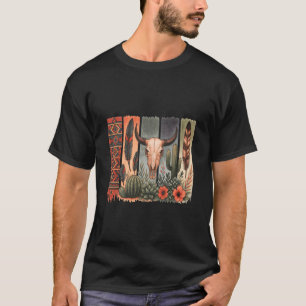 Camiseta Calavera de vaca con plumas Nativos Americanos