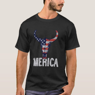 Camiseta Calavera de vaca de bandera americana occidental M