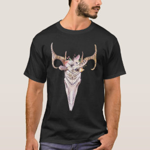 Camiseta Calavera de vaca floral boho acuarela vaca