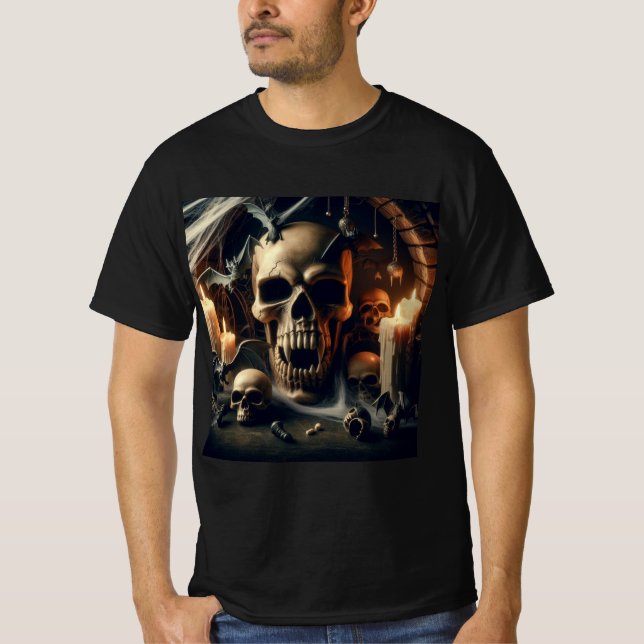 Camiseta Calavera de Vampiro: Oscuridad y Elegancia (Anverso)