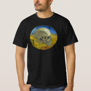 Camiseta Calavera de Van Gogh con Cuervos en Trigal
