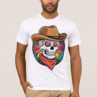 Camiseta Calavera de vaquero suave - ojos cardíacos