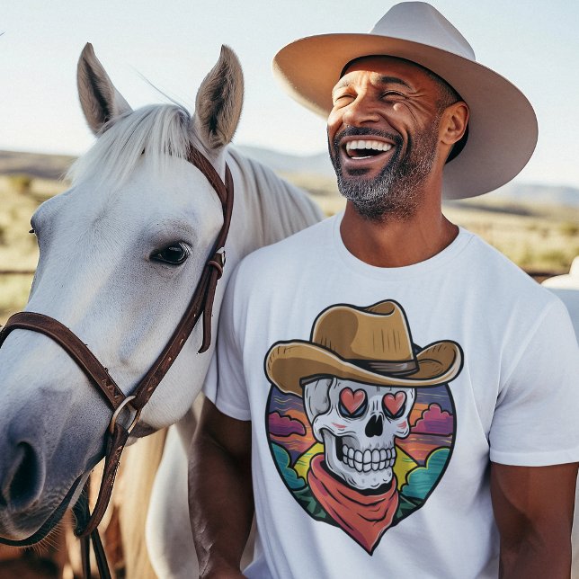 Camiseta Calavera de vaquero suave - ojos cardíacos (Subido por el creador)