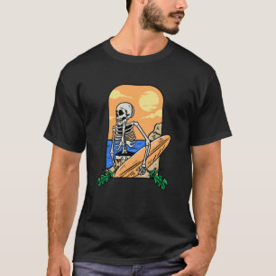 Camiseta Calavera De Verano Con Vigas De Playa De Surfboat