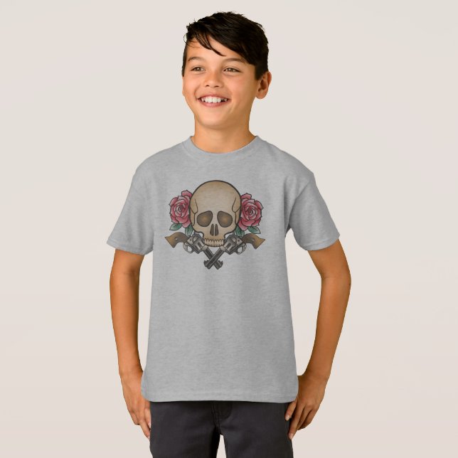 Camiseta Calavera del Día de los Muertos y las armas de la  (Anverso completo)