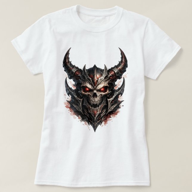 Camiseta Calavera demoníaca con cuernos (Diseño del anverso)