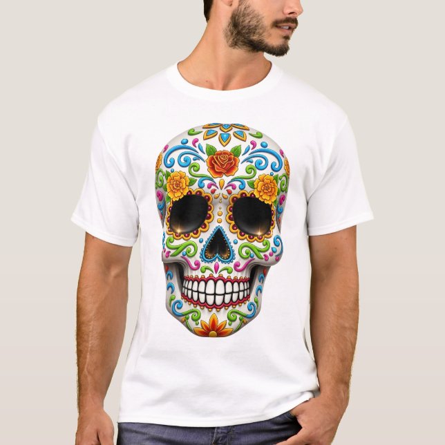 Camiseta Calavera dia de los muertes. Día de los Muertos en (Anverso)
