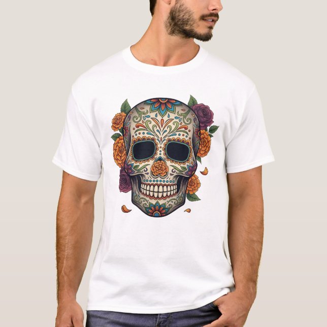 Camiseta Calavera dia de los muertes. Día de los Muertos en (Anverso)