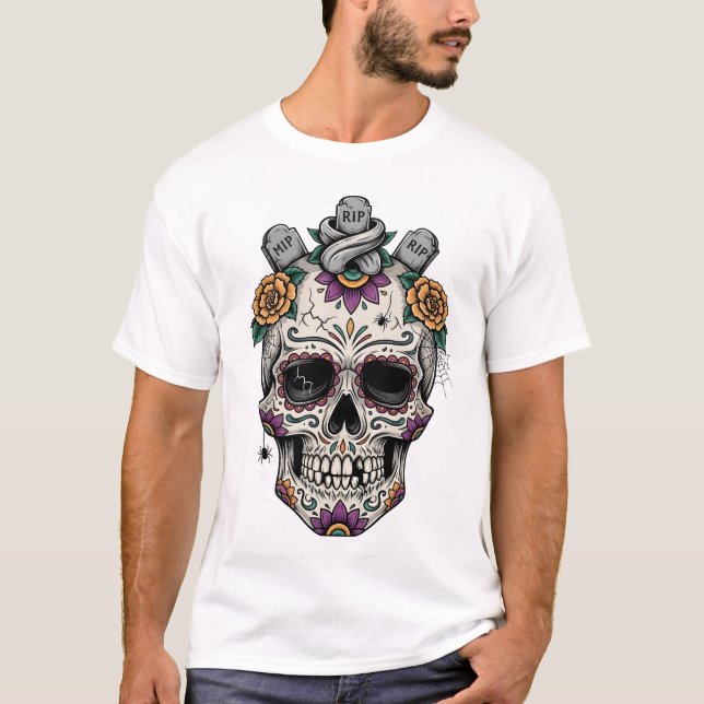 Camiseta Calavera dia de los muertes. Día de los Muertos en (Anverso)