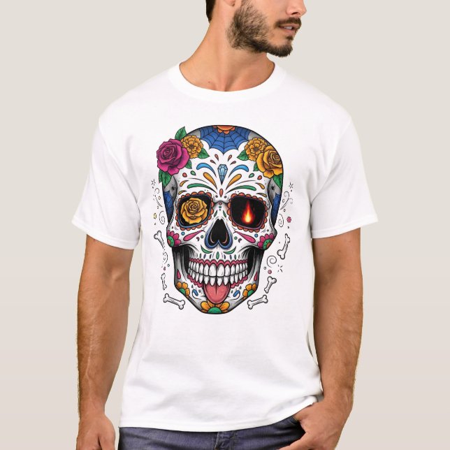 Camiseta Calavera dia de los muertes. Día de los Muertos en (Anverso)