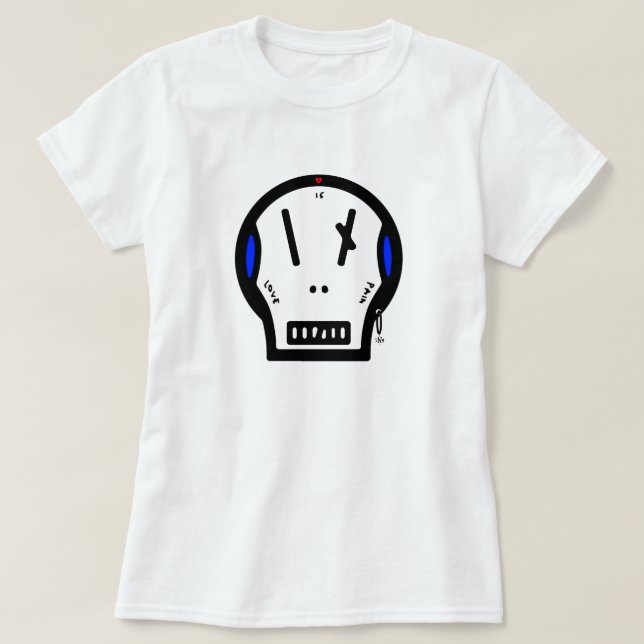 Camiseta Calavera dice: "el amor es dolor" (Diseño del anverso)