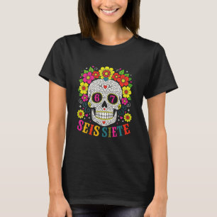 Camiseta Calavera Divertida de Azúcar Seis Siete 67 Meme Dí
