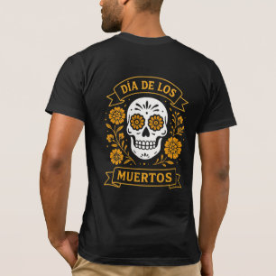 Camiseta Calavera dorada con flores - Día de los Muertos
