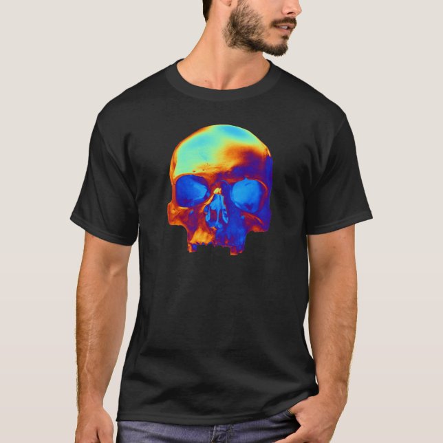 Camiseta Calavera en azul y oro (Anverso)