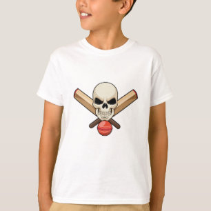 Camiseta Calavera en el críquet con bate de críquet
