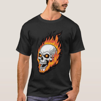 Camiseta calavera en llamas