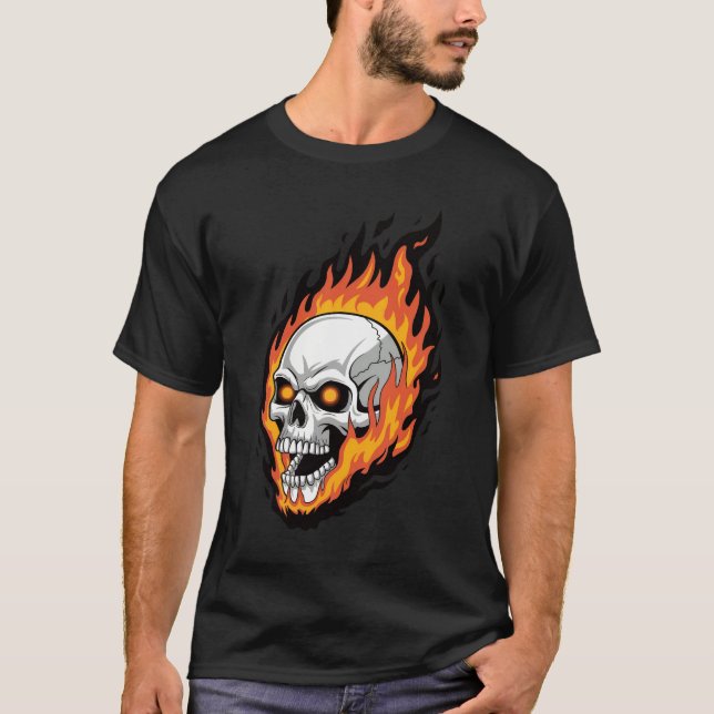 Camiseta calavera en llamas (Anverso)